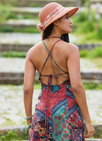 Black Authentic Dress with Spaghetti Straps, Buttons, and an Open Back  5001