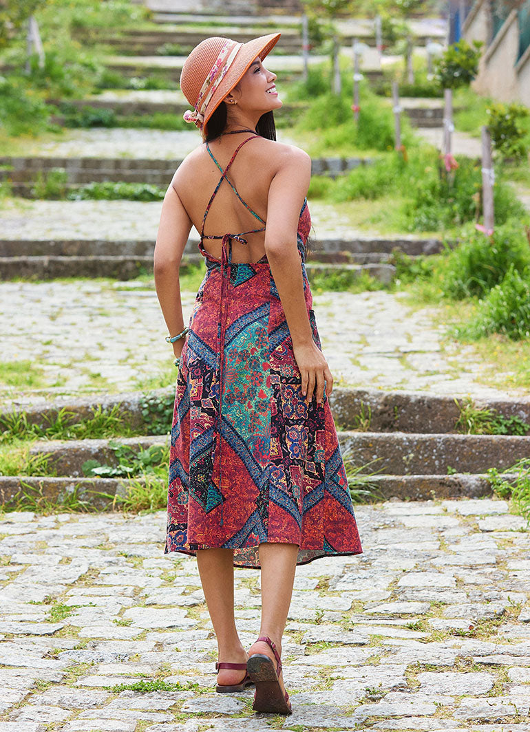 Black Authentic Dress with Spaghetti Straps, Buttons, and an Open Back  5001