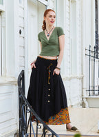 Cross Front Short Sleeve Khaki Crop Top 4982