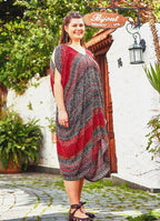 Ethnic Print Bohemian Style V Neck Cold Shoulder Plus Size Dress