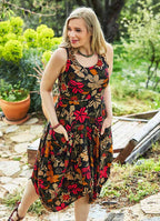 Asymmetrical Hem Detail Floral Cotton Wholesale Plus Size Dress