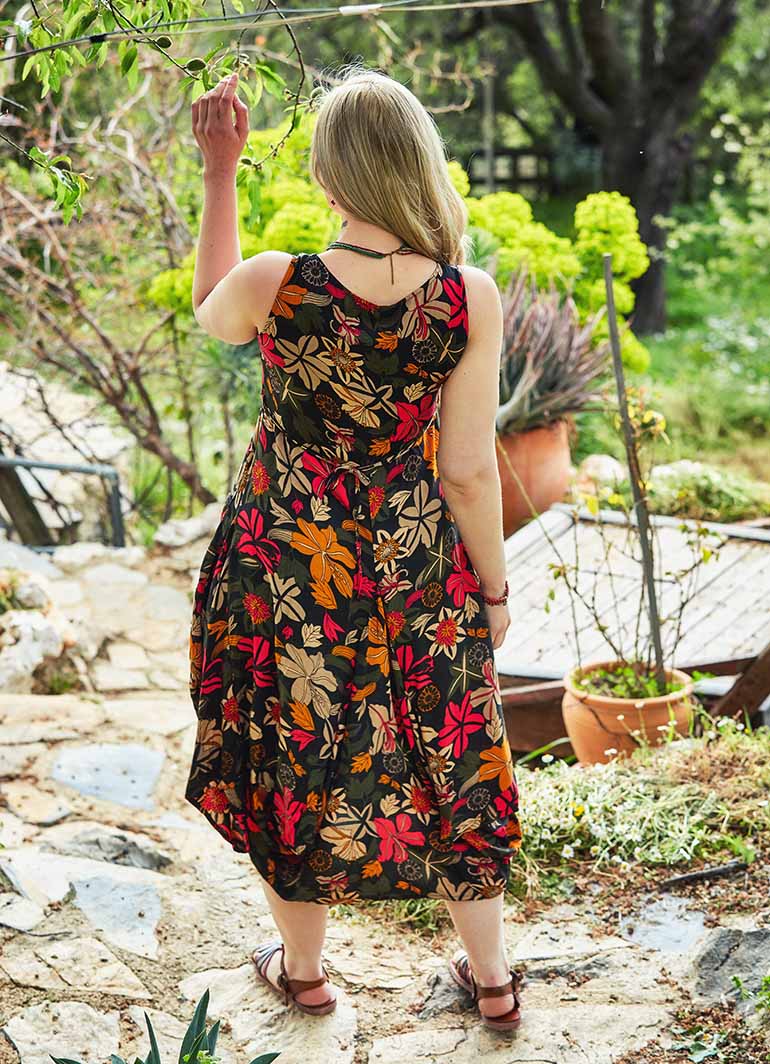 Asymmetrical Hem Detail Floral Cotton Wholesale Plus Size Dress