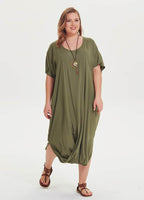 Scoop Neckline Short Sleeve Wholesale Plus Size Bohemian Dress