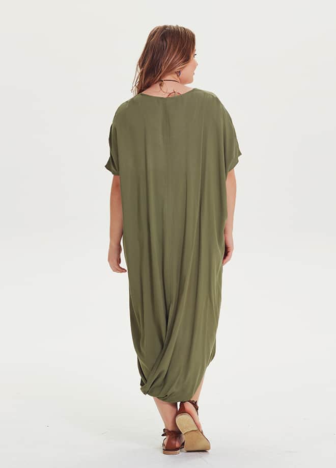 Scoop Neckline Short Sleeve Wholesale Plus Size Bohemian Dress