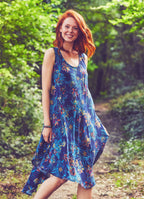Scoop Neck Round Hem Sleeveless Indigo Lily Dress