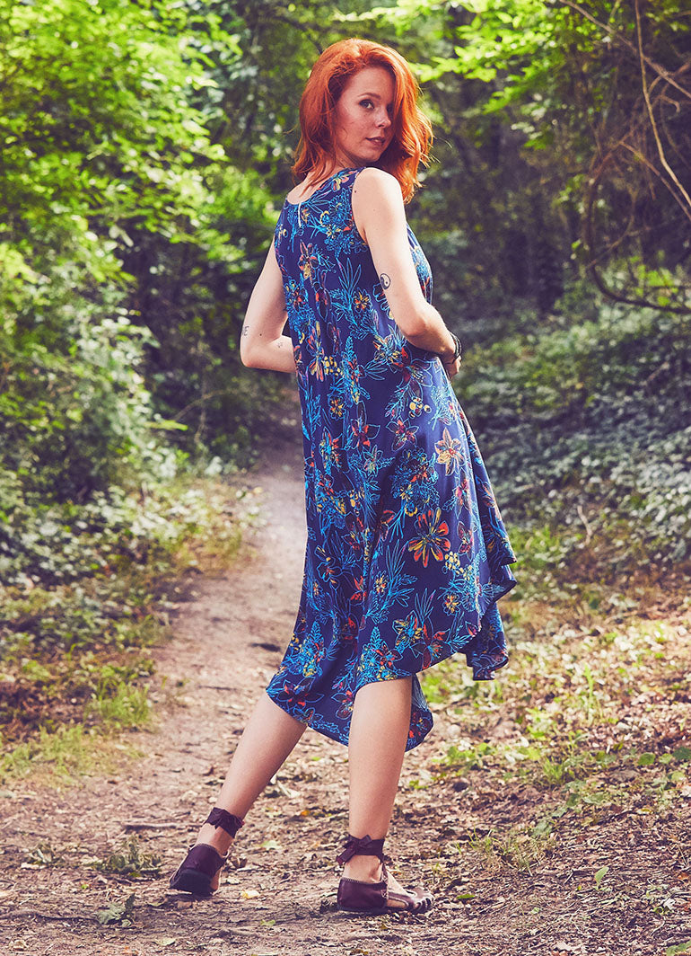 Scoop Neck Round Hem Sleeveless Indigo Lily Dress