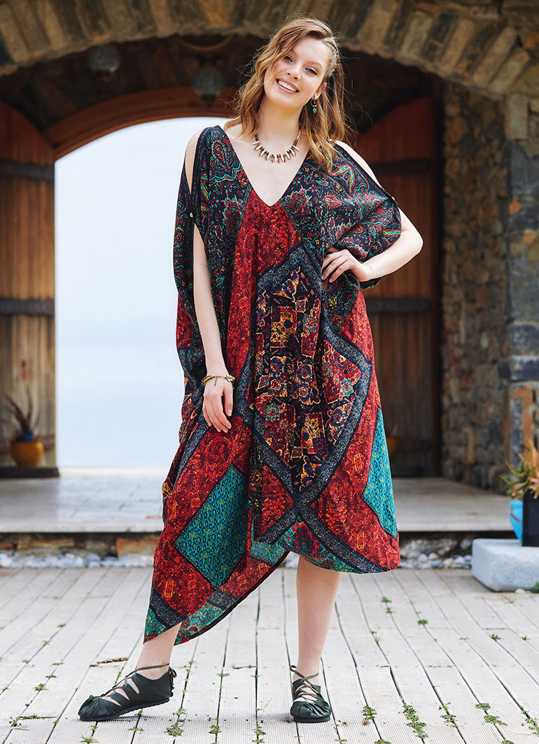 Black Patterned Low Back Bohemian Summer Dress