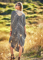 V Neck Asymmetrical Hem Ethnic Print Boho Cold Shoulder Dress