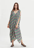 Loose Fit Sleeveless Deep V Neck Hippie Style Cold Shoulder Dress