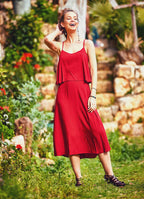 Ethnic Red Bohemian Midi Authentic Dress