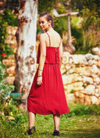 Ethnic Red Bohemian Midi Authentic Dress