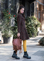 Mandarin Collar Long Sleeve Knee Lenght Wholesale Floral Dress
