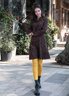 Mandarin Collar Long Sleeve Knee Lenght Wholesale Floral Dress