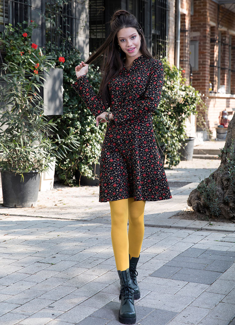 Mandarin Collar Long Sleeve Knee Lenght Wholesale Floral Dress