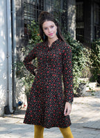Mandarin Collar Long Sleeve Knee Lenght Wholesale Floral Dress