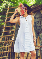 Authentic Large Button White Dress