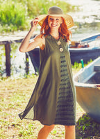 Authentic Large Button Khaki Dress