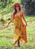 Mustard Floral Handkerchief Dress