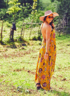 Mustard Floral Handkerchief Dress