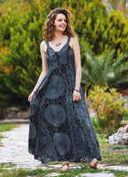 Criss Cross Neck Shirred Gray Dress