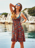Lace Straps Frill Hem Ethnic Print Boho Style Wholesale Sundress