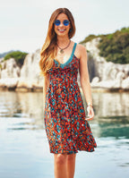 Lace Straps Frill Hem Ethnic Print Boho Style Wholesale Sundress