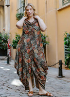 Wrap Front Cowl Neck Plus Size Dress