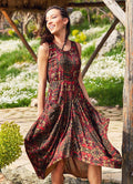 Paisley Print Sleeveless Scoop Neckline Gypsy Dress