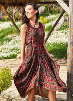 Paisley Print Sleeveless Scoop Neckline Gypsy Dress
