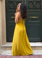Thin Strapped Backless Green Ethnic Dress 5021