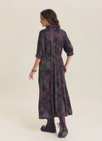 Shirt Collar Pocket Detail Black Patterned Winter Dress