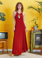 Halter Neckline Strappy Maxi Tile Sundress