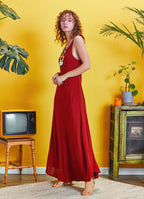 Halter Neckline Strappy Maxi Tile Sundress