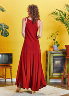 Halter Neckline Strappy Maxi Tile Sundress