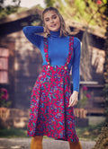 Applique Adjustable Straps Floral Gilet Red Dress