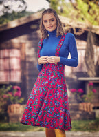 Applique Adjustable Straps Floral Gilet Red Dress