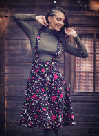 Applique Adjustable Straps Floral Gilet Pink Dress