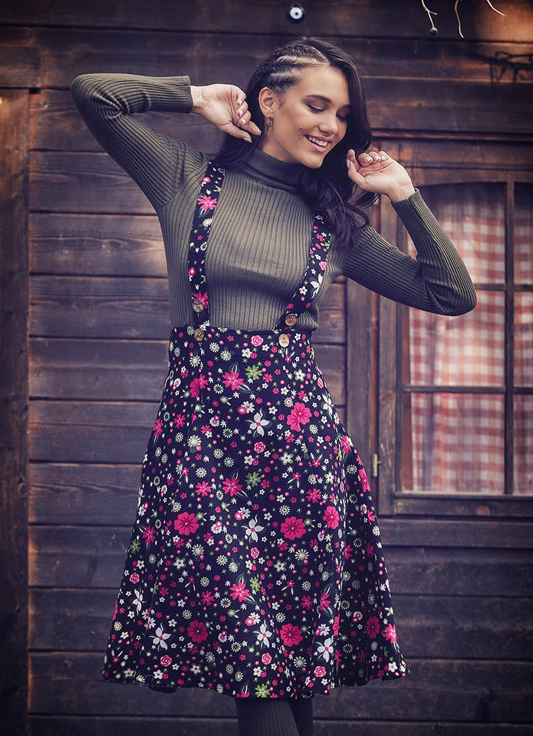 Applique Adjustable Straps Floral Gilet Pink Dress