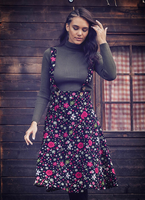 Applique Adjustable Straps Floral Gilet Pink Dress