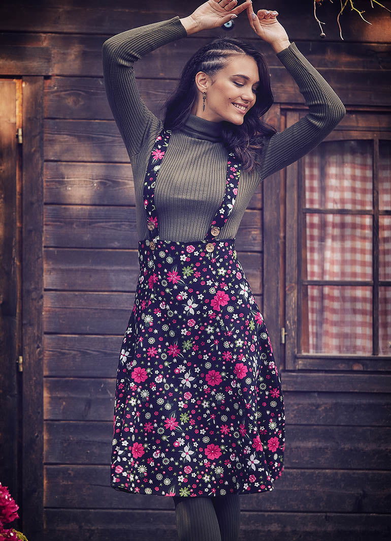 Applique Adjustable Straps Floral Gilet Pink Dress