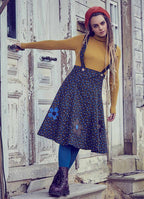 Applique Adjustable Straps Floral Gilet Blue Dress
