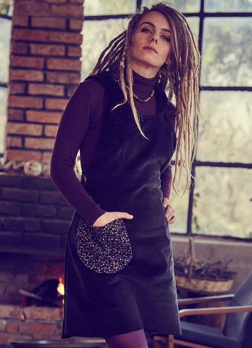 Adjustable Waist Sleeveless Hoodie Velvet Black Dress