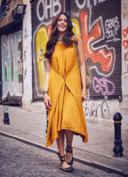 Hippie Wrap Detailed Sleeveless Long Yellow Dress