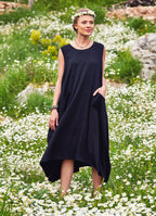 Hippie Wrap Detailed Sleeveless Long Black Dress