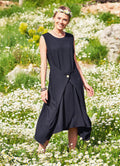 Hippie Wrap Detailed Sleeveless Long Black Dress