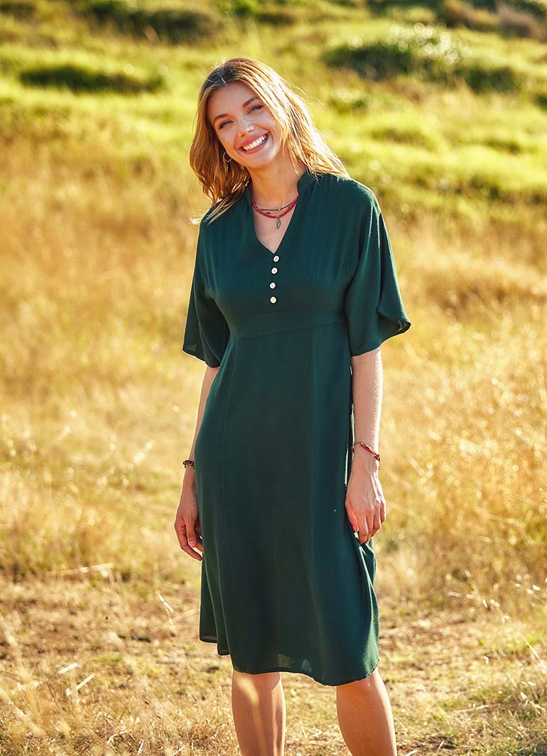 Bohemian Style Half Sleeve Midi Dress