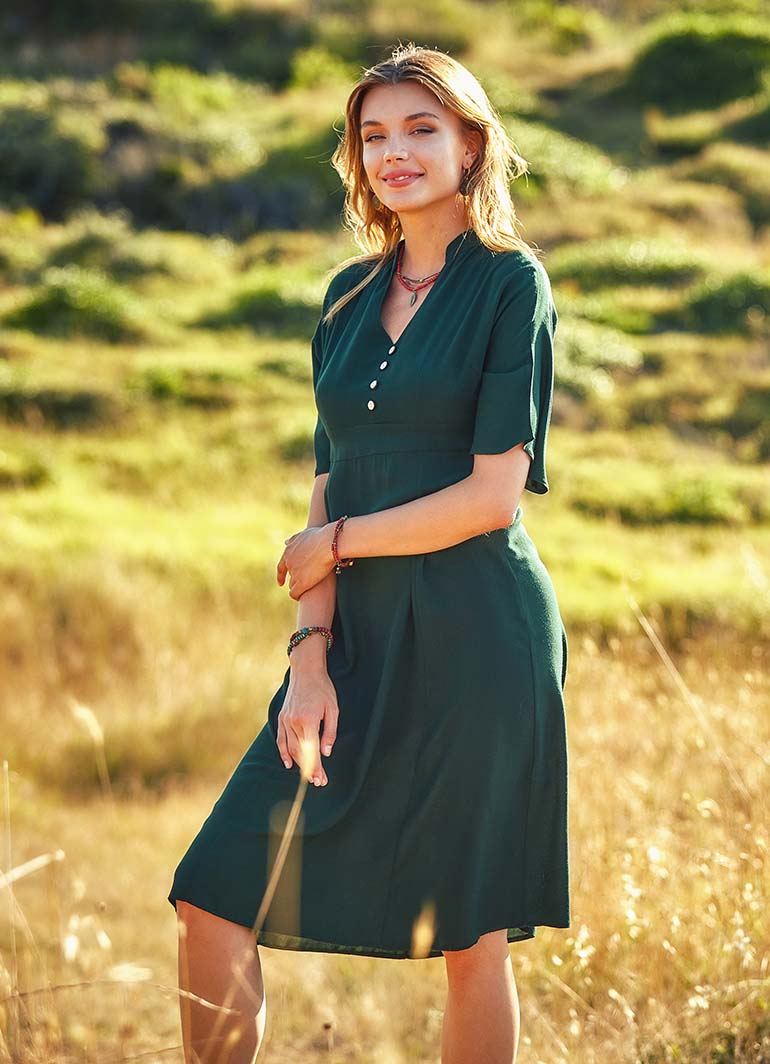 Bohemian Style Half Sleeve Midi Dress