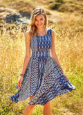 Asymmetrical Hem Boat Neckline Boho Midi Dress