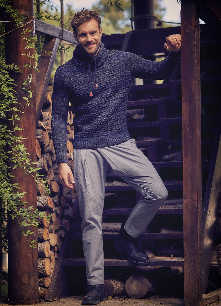 Wrap Front Medium Rise Slim Fit Gray Trousers