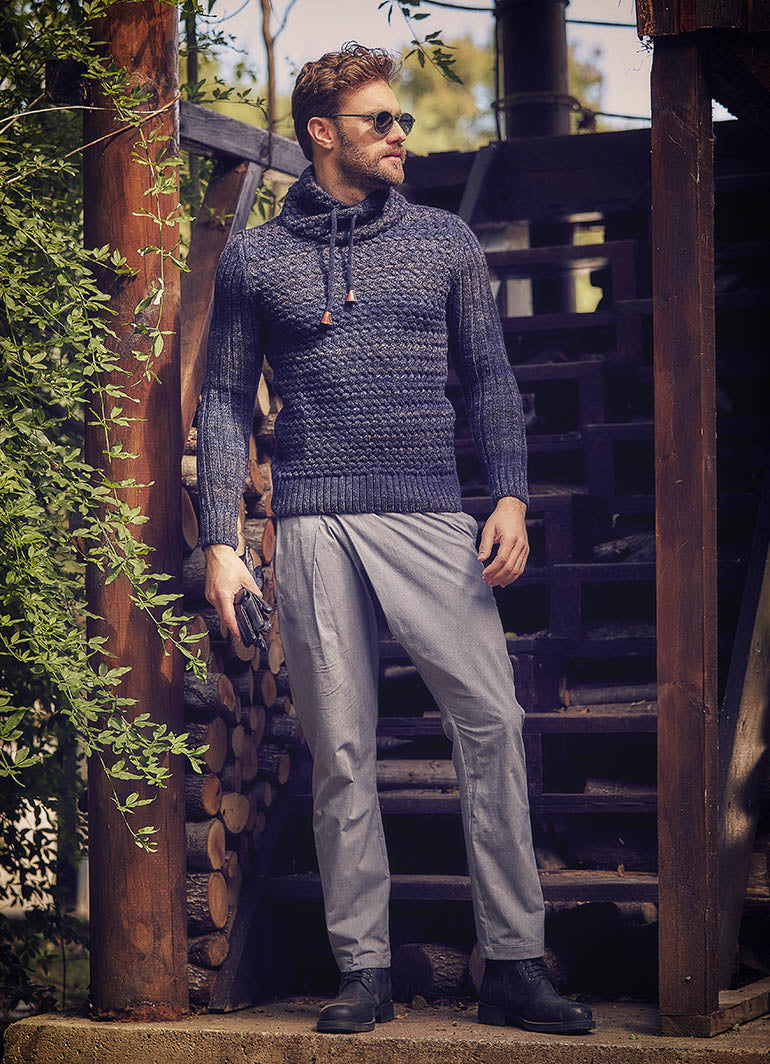 Wrap Front Medium Rise Slim Fit Gray Trousers